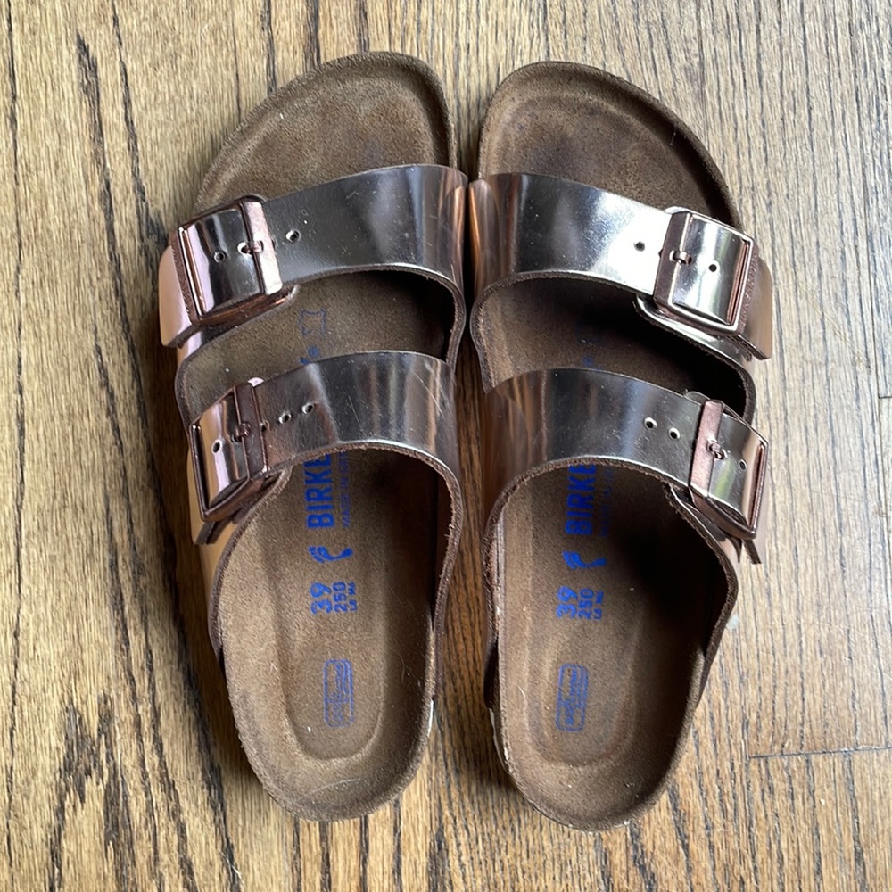 Rose Gold Arizona Birkenstock sandals 39